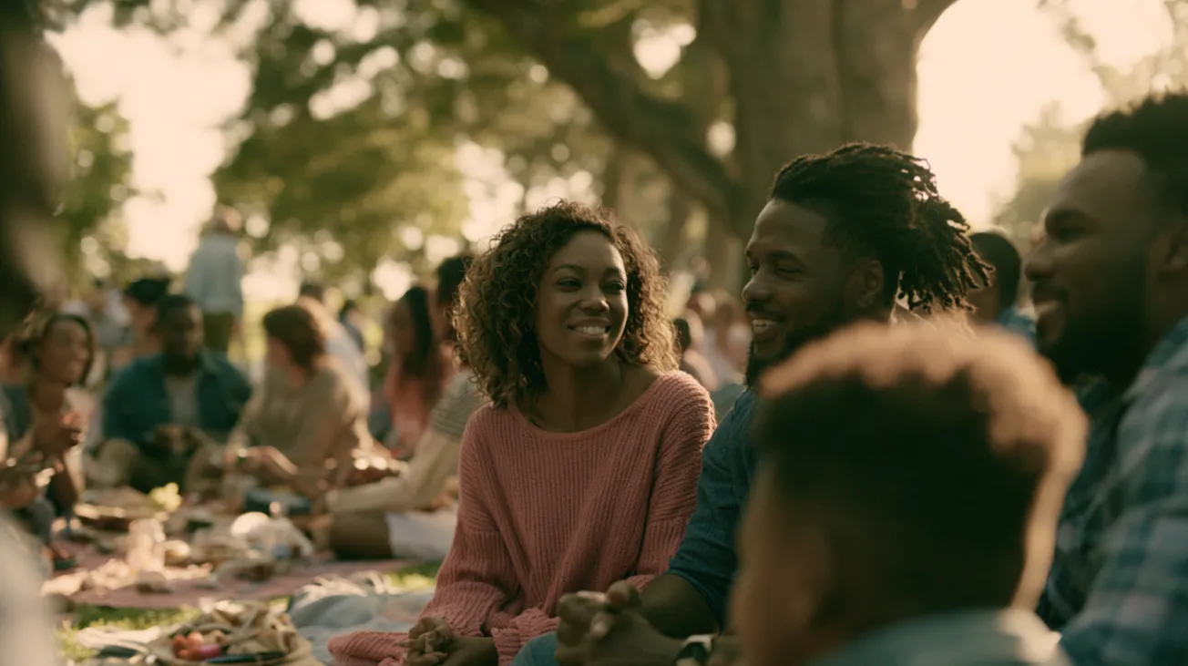 Church members enjoying a picnic together