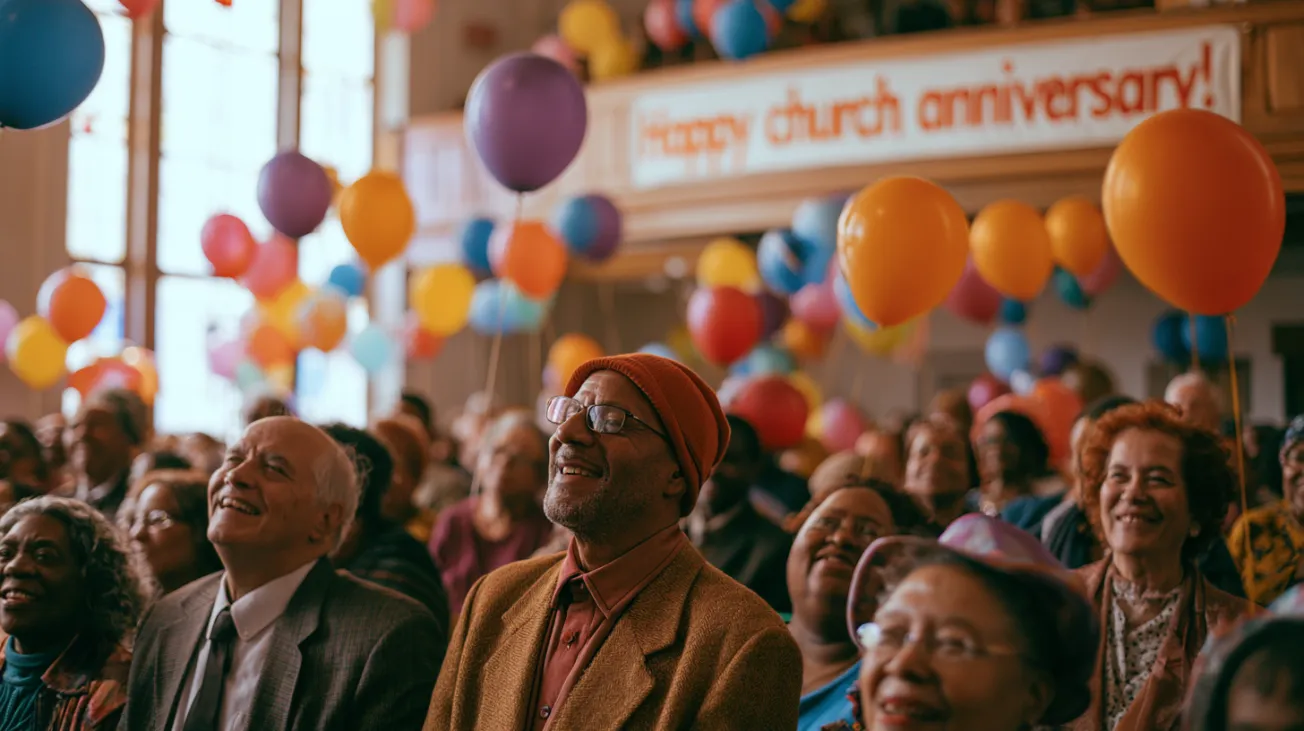 Congregation celebrating the church's anniversary